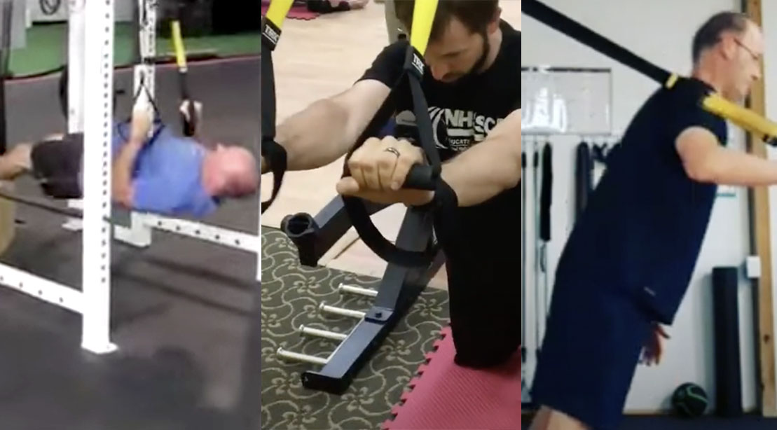 Personal trainers performing trx exercises to improve your bench press