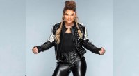 WWE female wrester Beth Phoenix wearing a black leather outift