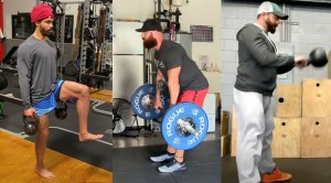 3 Personal trainers performing deadlift acccessory exercises for a better deadlift and stronger pull