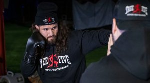 MMA Fighter and UFC welterweight Jorge Masvidal sparring with his training partner and coach