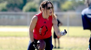 NFL linebacker coach for the Arizona Cardinals Jen Welter coaching the line backers
