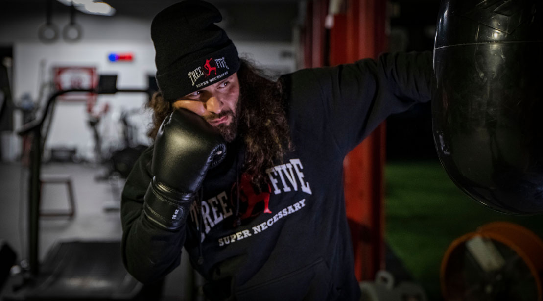 UFC welterweight Jorge Masvidal training and wearing boxing gloves