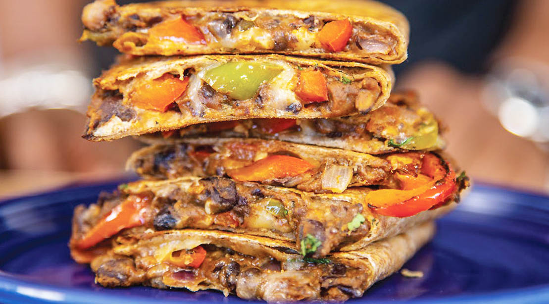 Top Chef's Kevin Curry quick low carb refried black bean quesadillas recipe