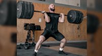 Matt Cable performs a heavy barbell snatch and pull after surviving multiple life-threatening incidents