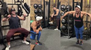 Frank Sepe and Don Saladino working out with a high rep chest and bicep workout