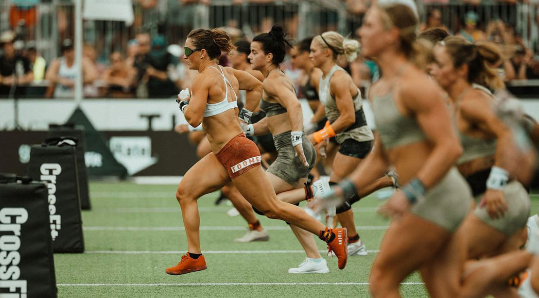 The 2022 NoBull Crossfit winners running to the finish line