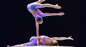 Cirque du Soleil’s Mystère the Kolev Sisters performing their act for stretching and strength