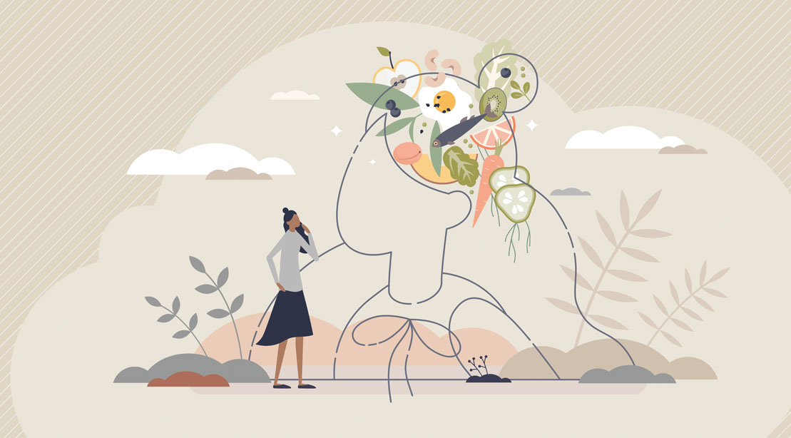 Illustration of a girl with a nutritional brain
