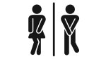 Man and woman bathroom icon having bowel movements