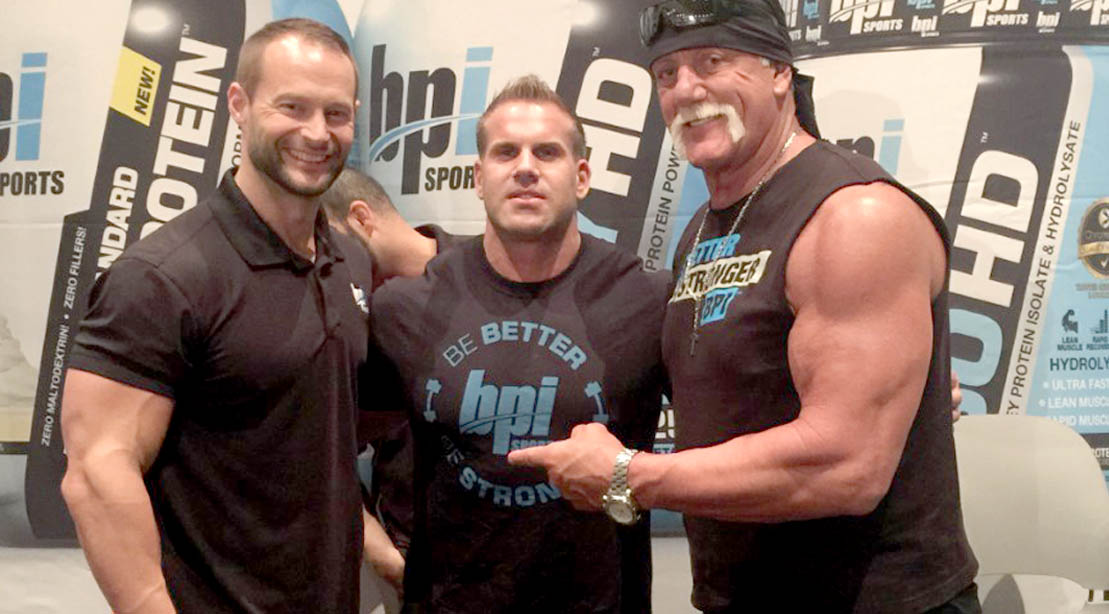 BPI CEO with bodybuilder Jay Cutler and former WWE wrestler Hulk Hogan