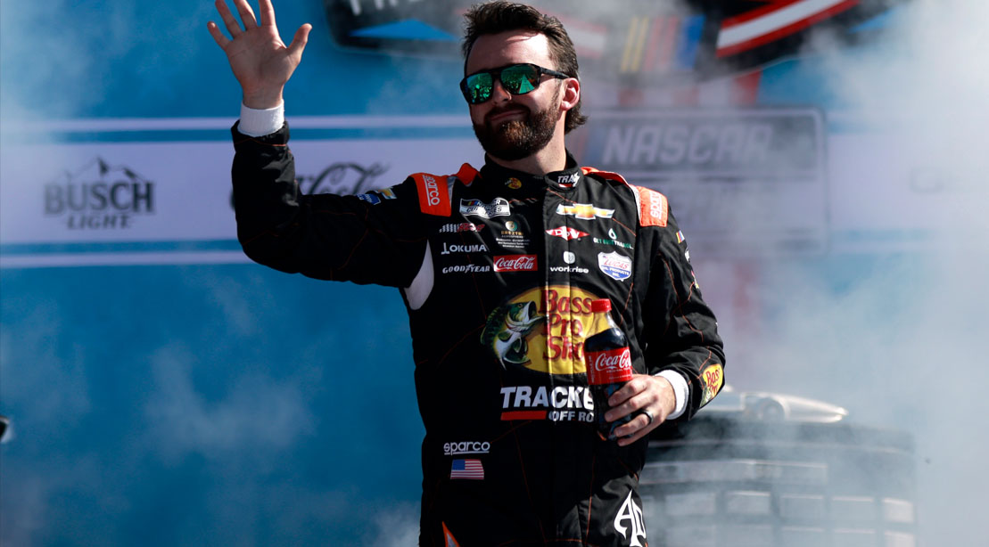Nascar racer Austin Dillon waving to the fans after a race