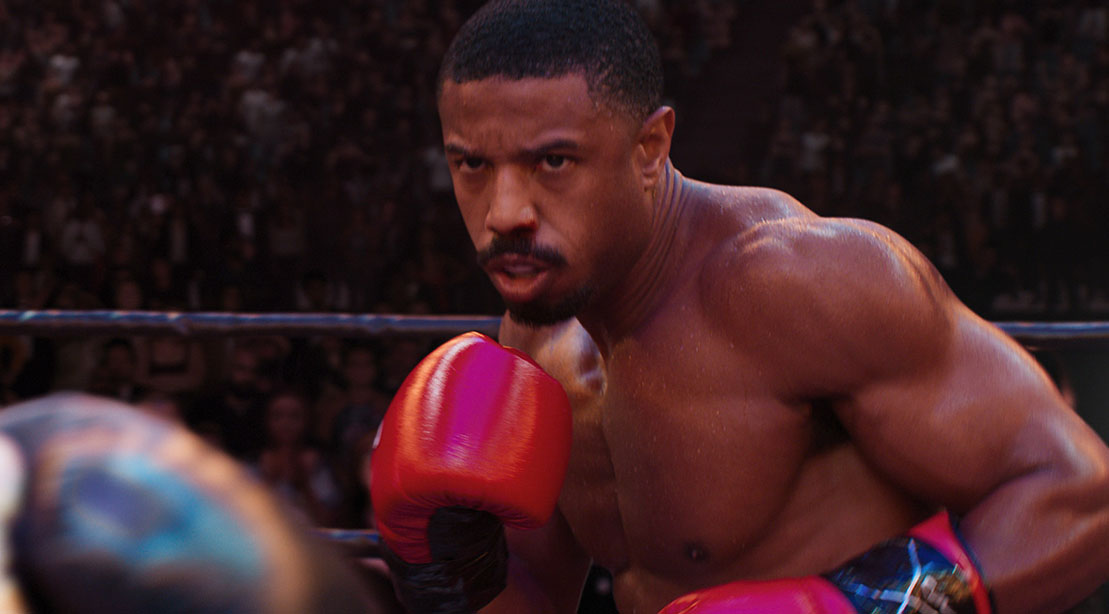 Michael B. Jordan boxing in his role as Creed