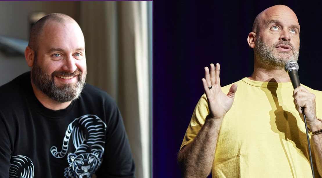 Comedian Tom Segura fitness transformation before and after comparison