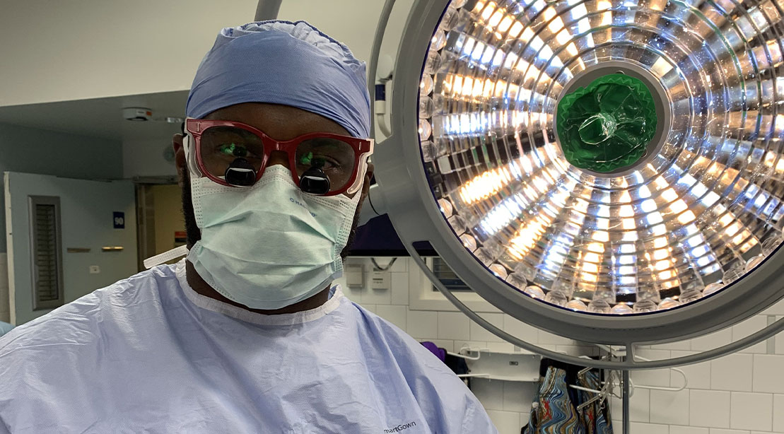 Dr. Myron Rolle in the operating room