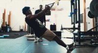 Davion Mitchell working out with TRX bands