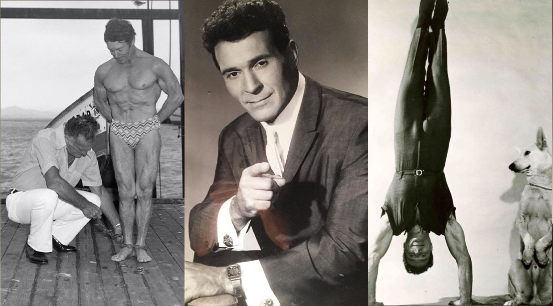 Jack LaLanne performing great feats throughout his life