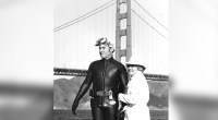 Jack LaLanne getting ready to swimming the San Francisco bay at the age of 40
