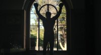 The sillouette of the Rocky Balboa statue from Sylvester Stallone home