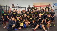 US army members in the gym with Alex Morrow