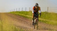 Rebecca Rusch riding a bicycle for the Dirty Kanza race
